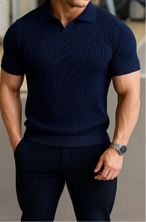 Camisa Estilo Old Money gola V Tricô